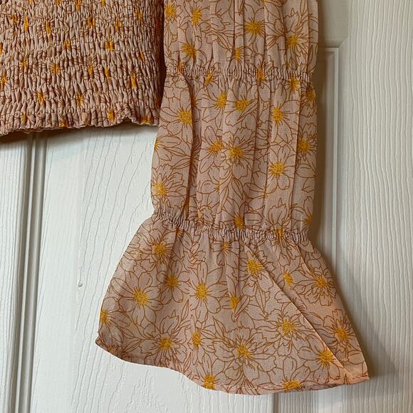 Storia Pink and Yellow Floral Crop Top Small - Picture 3 of 5